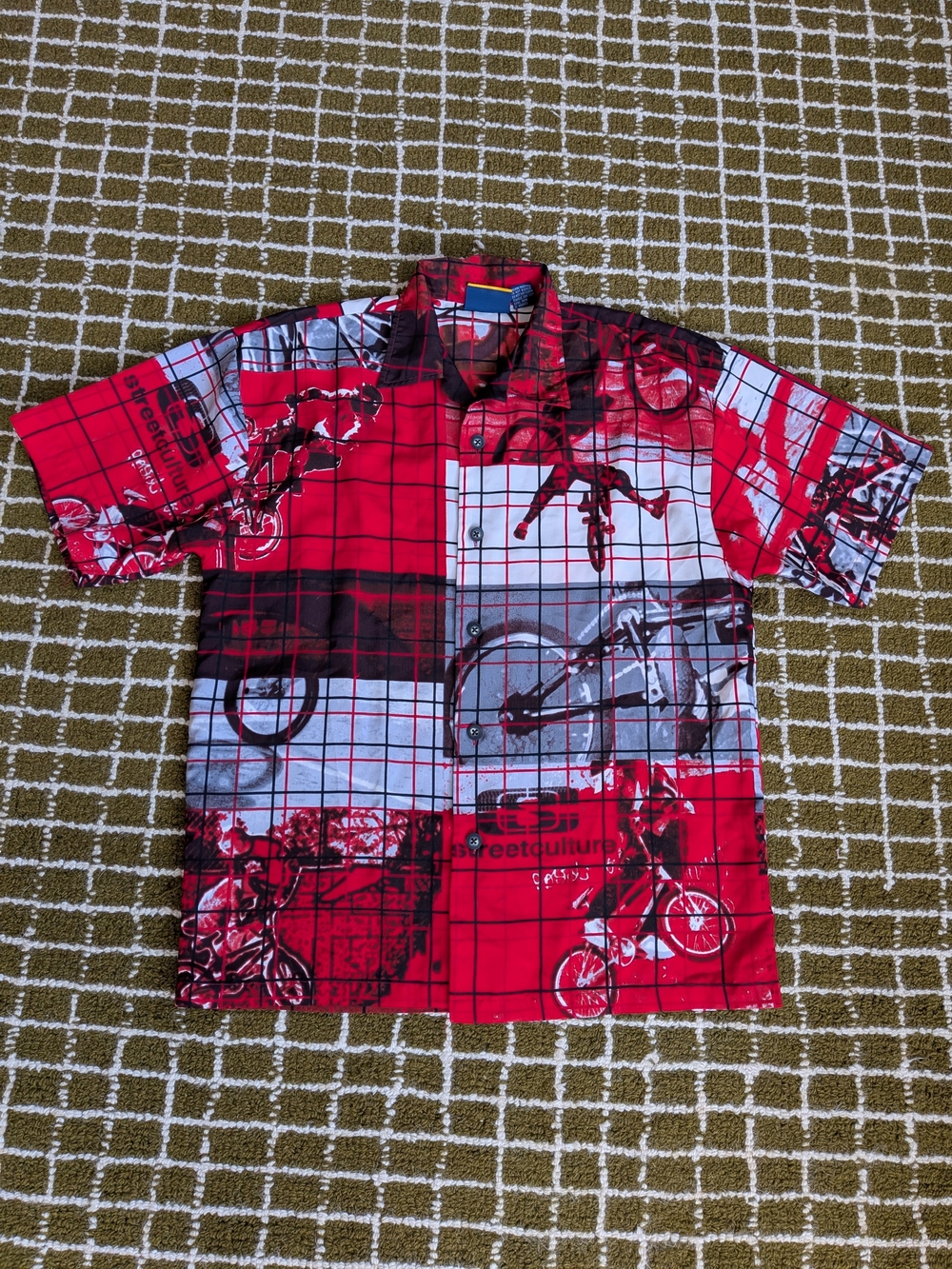 Boys Red Graphic StreetCulture Short-Sleeve Button-Up Shirt